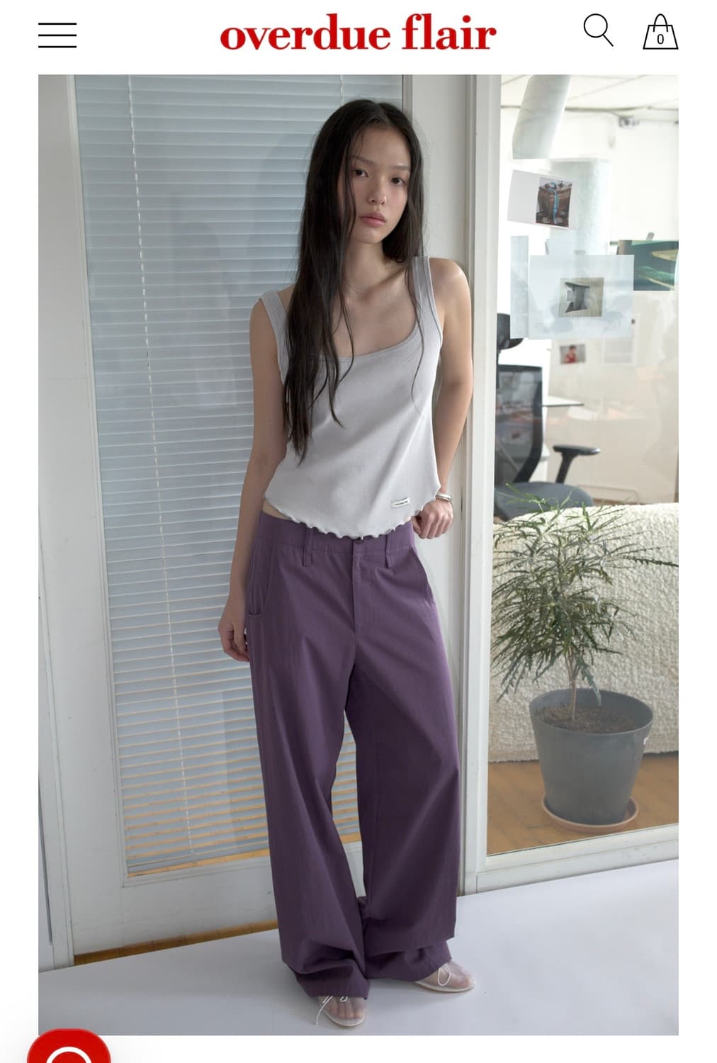 오버듀플레어 color wide pants berry perry S 상품이미지1