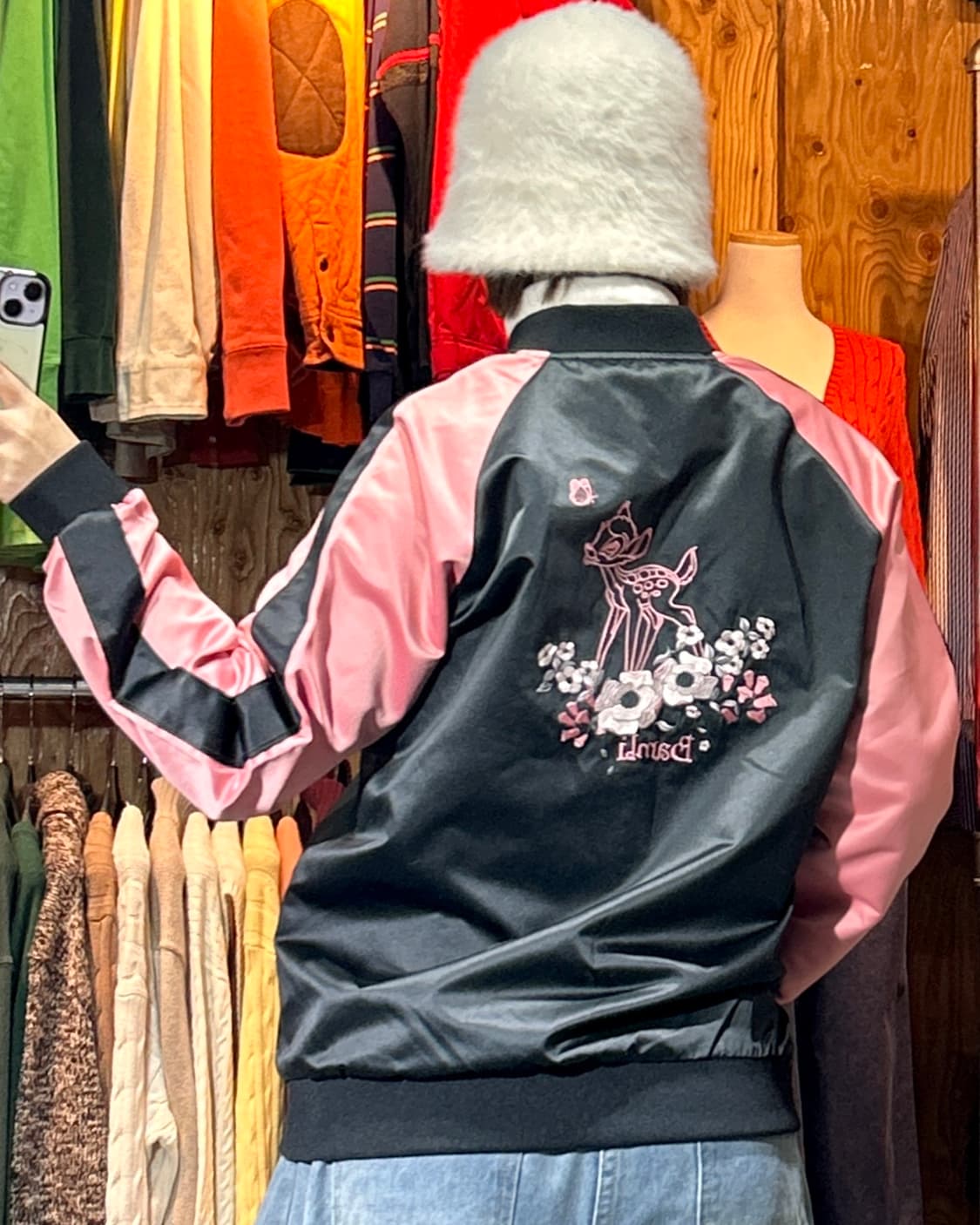 L 디즈니 밤비 자수 블랙 스카잔 상품이미지2