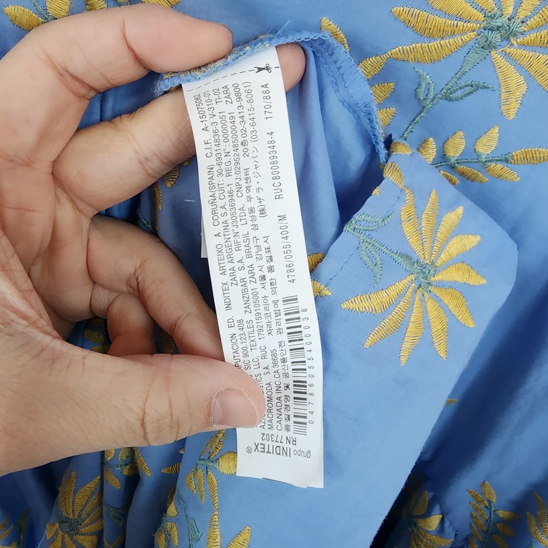  자라 플라워 자수 롱 원피스 블루 상품이미지5