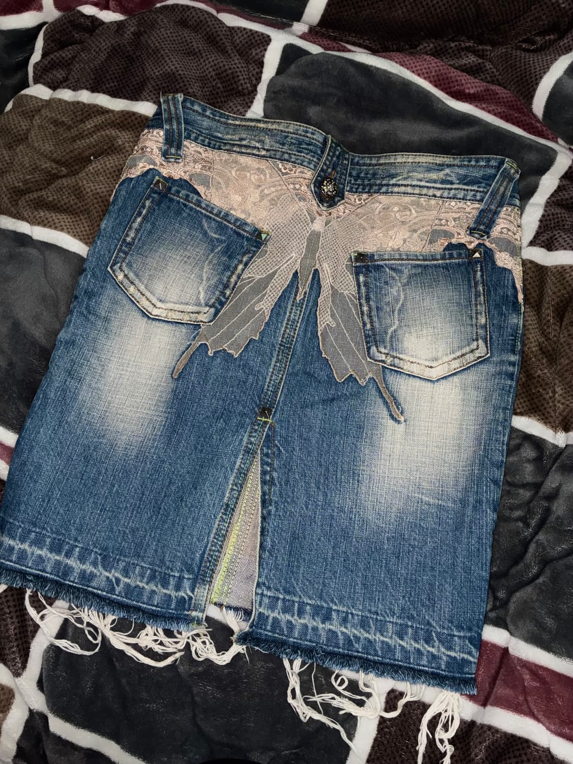 y2k 오네갸루 나비레이스 미디스커트 상품이미지1