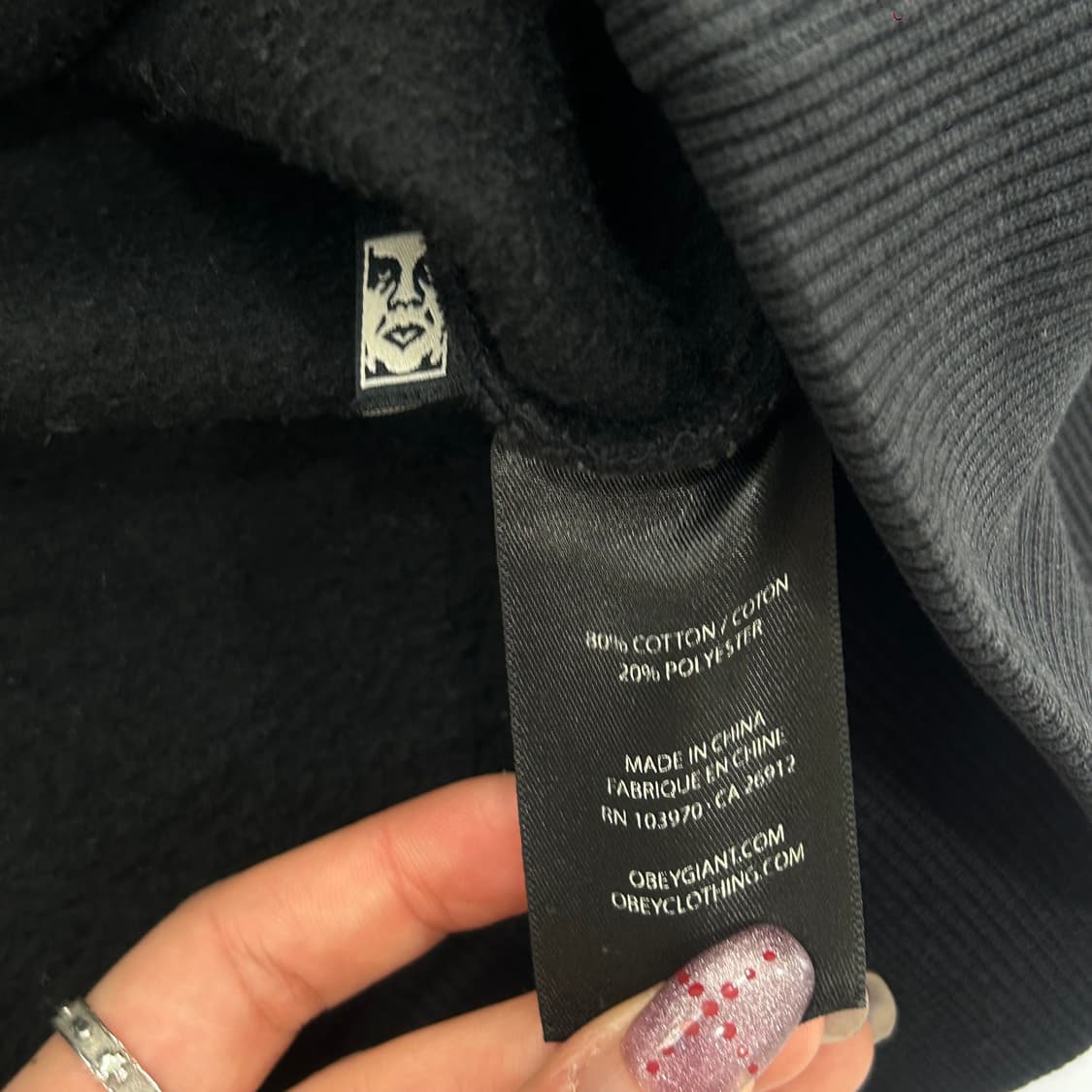Obey 오베이 스몰로고 블랙 후드집업 상품이미지6