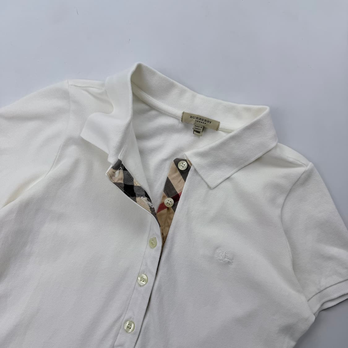 버버리 화이트 코튼 피케 반팔 상품이미지2