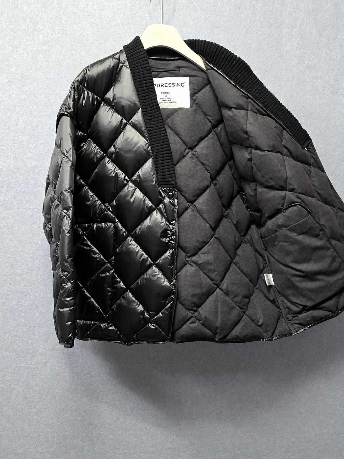 탑드레싱 브이넥 퀄팅 누빔 다운 패딩 상품이미지3