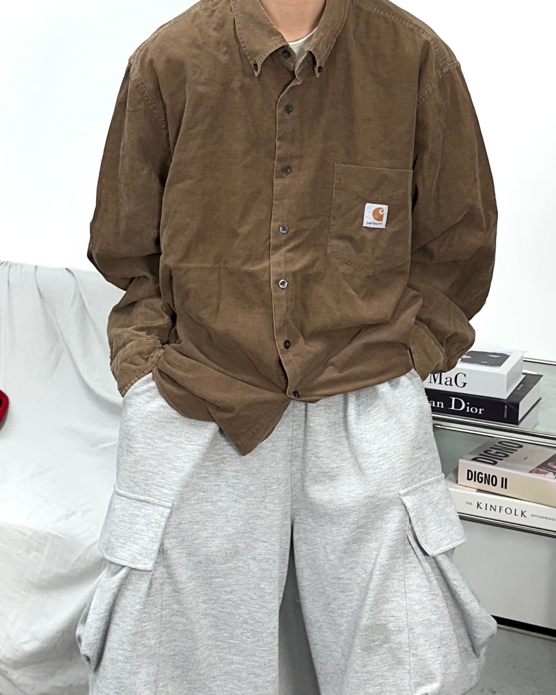 칼하트 브라운 코듀로이 셔츠 XL 상품이미지1