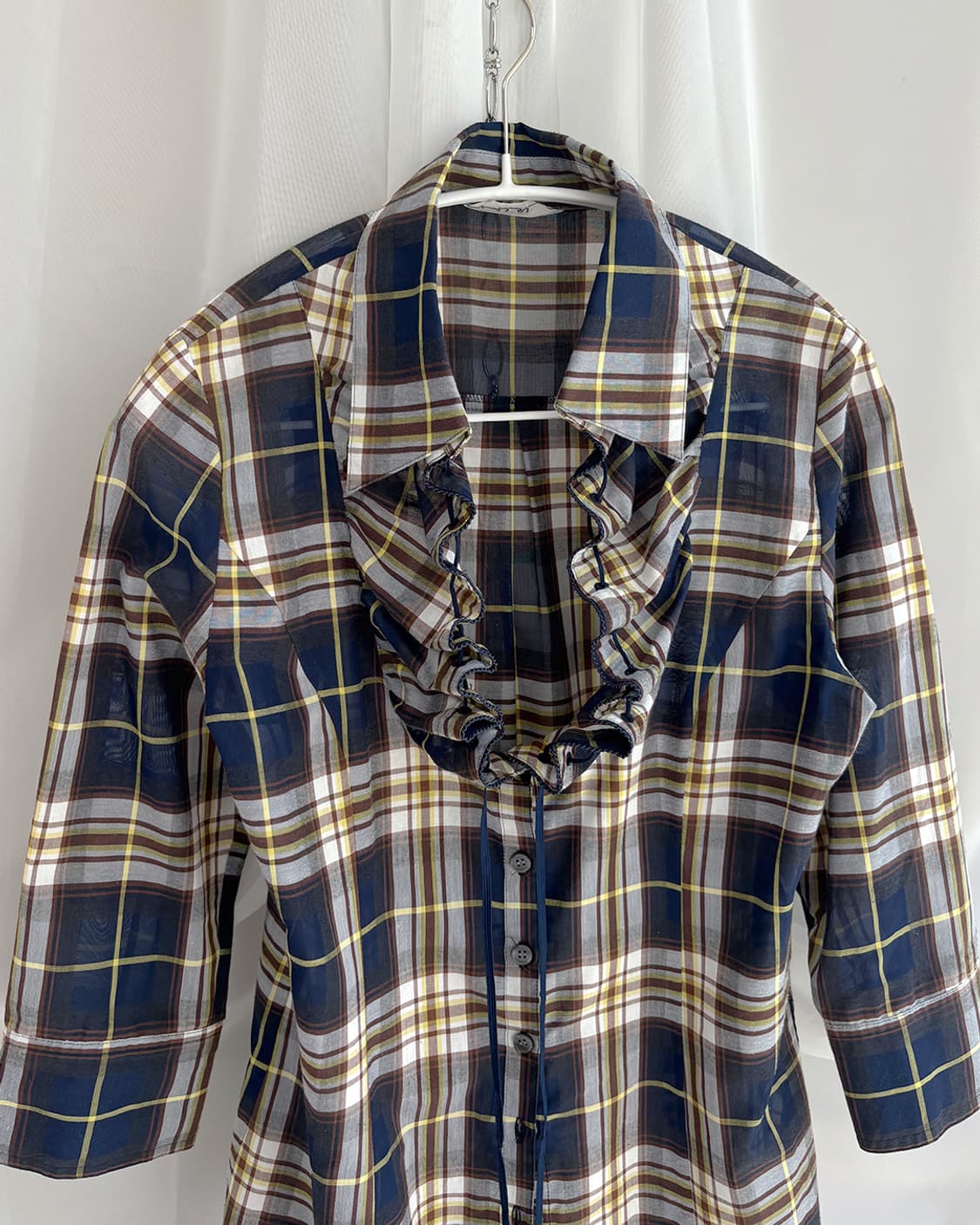 seize neck frill strap unique shirt 상품이미지3