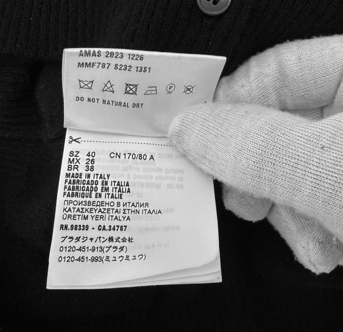 [40] 미우미우 여성 로고 캐시미어 니트 가디건 블랙 MMF787 상품이미지7