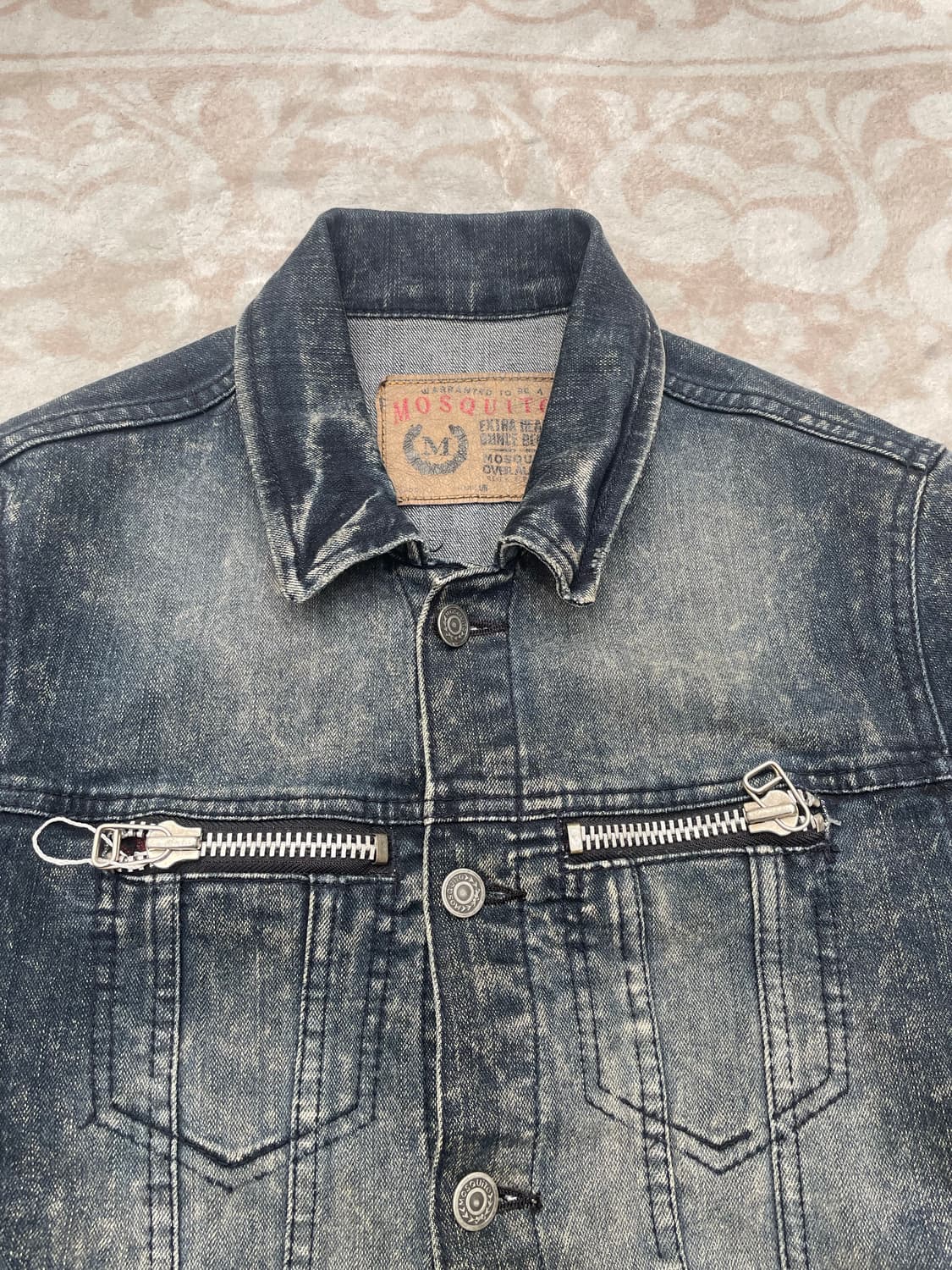 Vintage y2k Black Washed Denim Jacke 상품이미지2