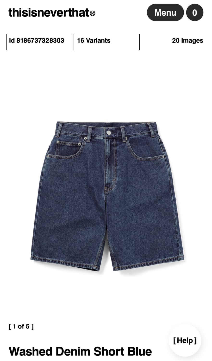 디스이즈네버댓) Washed Denim Short Blue S 상품이미지1