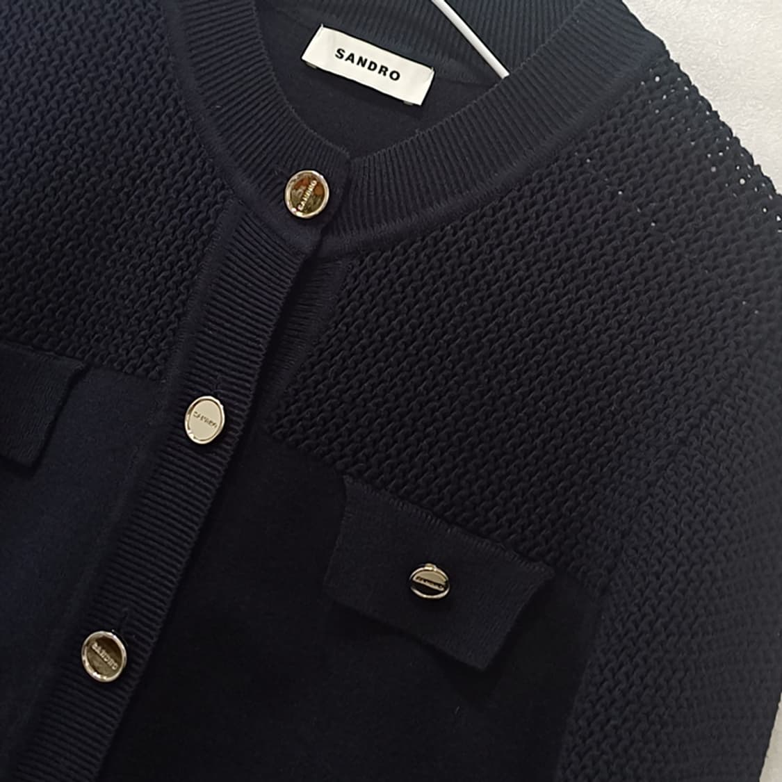 국내 산드로 니트 숏 가디건 여성 2XS 네이비 훌륭 사랑봉봉 상품이미지4