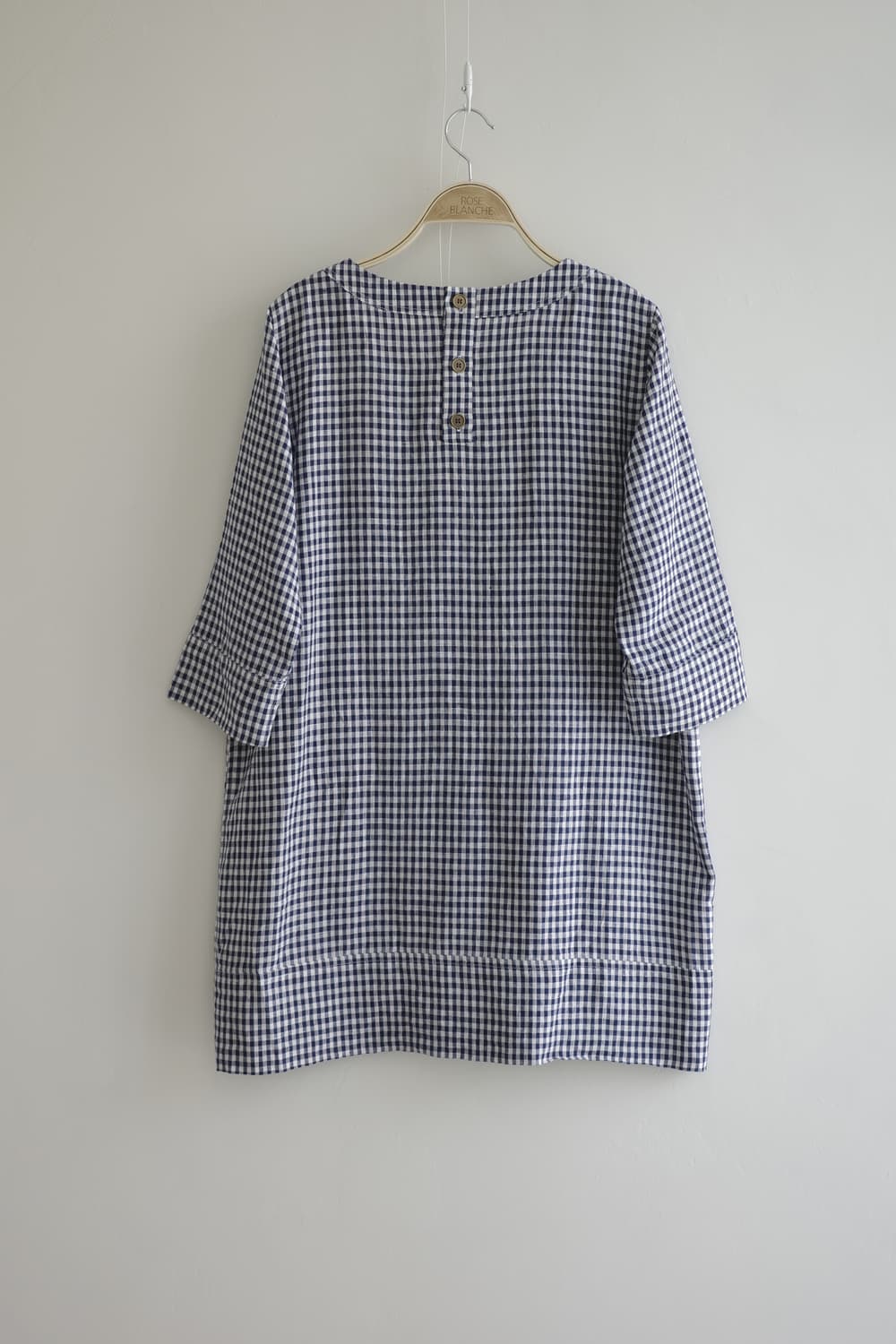 FRENCH LINEN 네이비 체크 원피스 상품이미지5