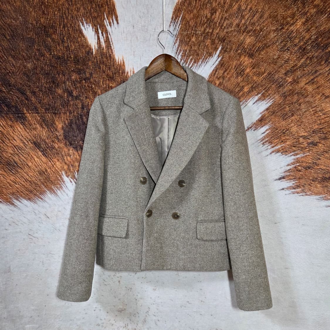 베이지 오트 더블 버튼 블레이저 숏자켓 상품이미지1