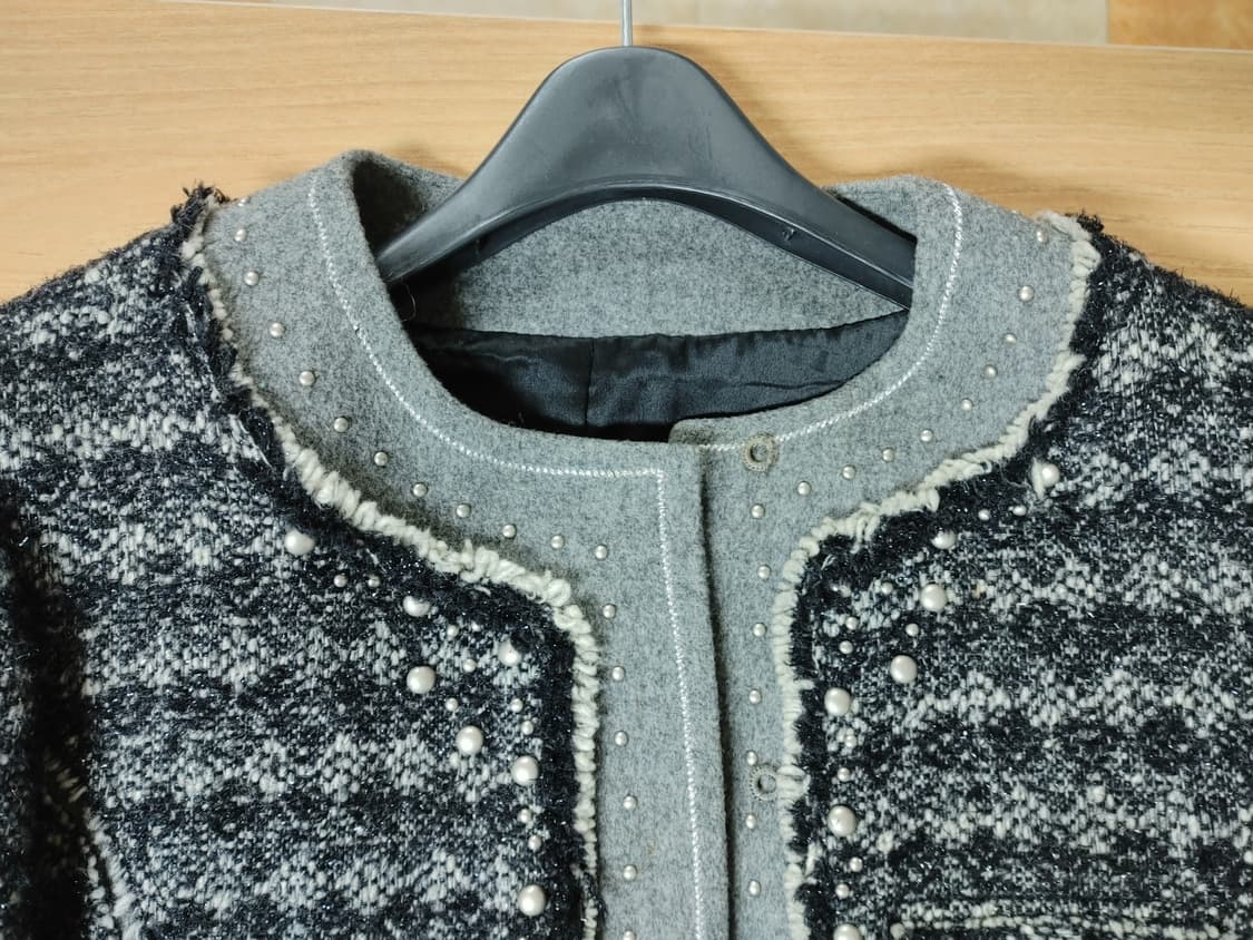 오브제 강진영 스터드징장식 여성 모직  하프롱코트 상품이미지4