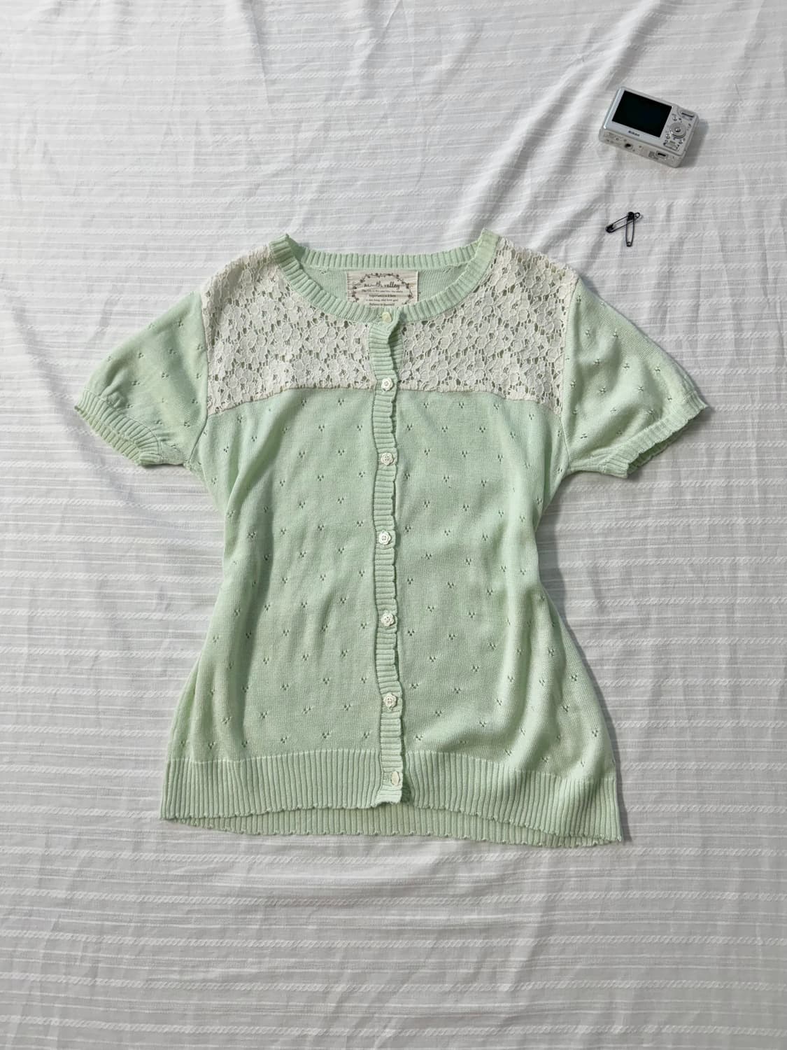 애플 민트 레이스 펀칭 가디건 데님 스커트 2pcs SET 상품이미지6