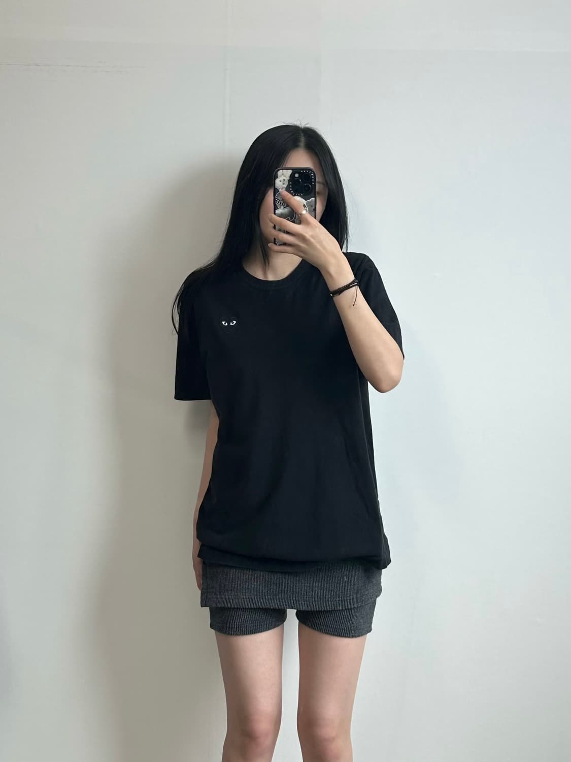 꼼데가르송 플레이 와펜 블랙 반팔 티셔츠 상품이미지1