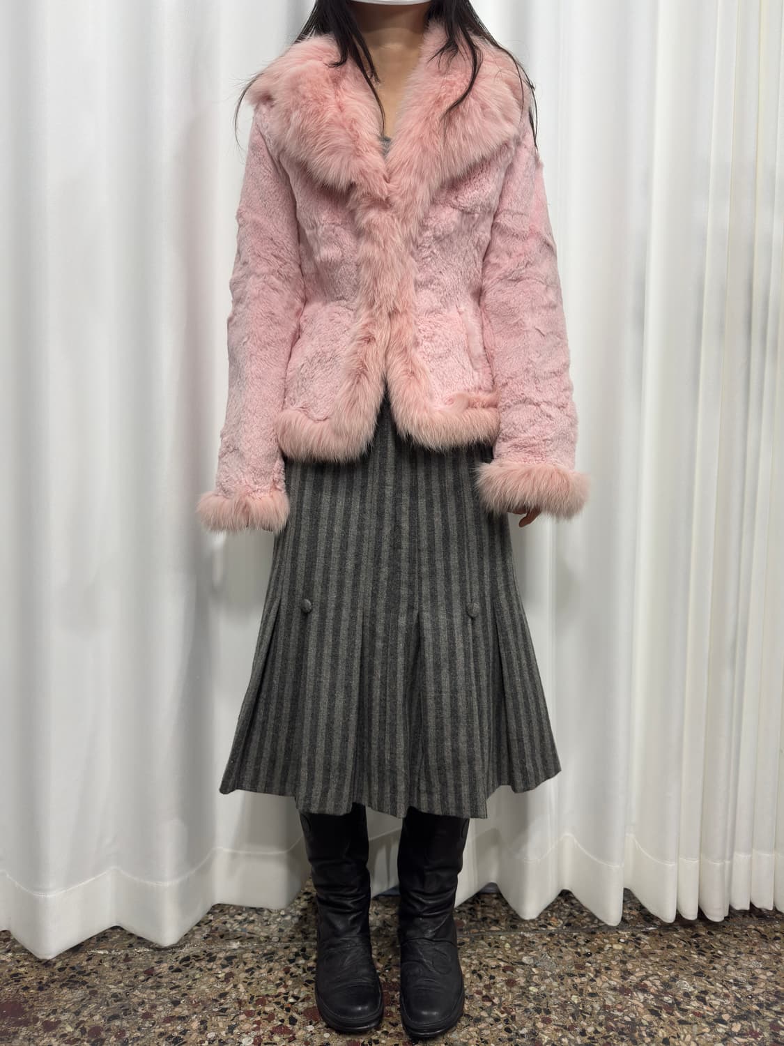 etoile selection pink rabbit fur jacket 상품이미지2