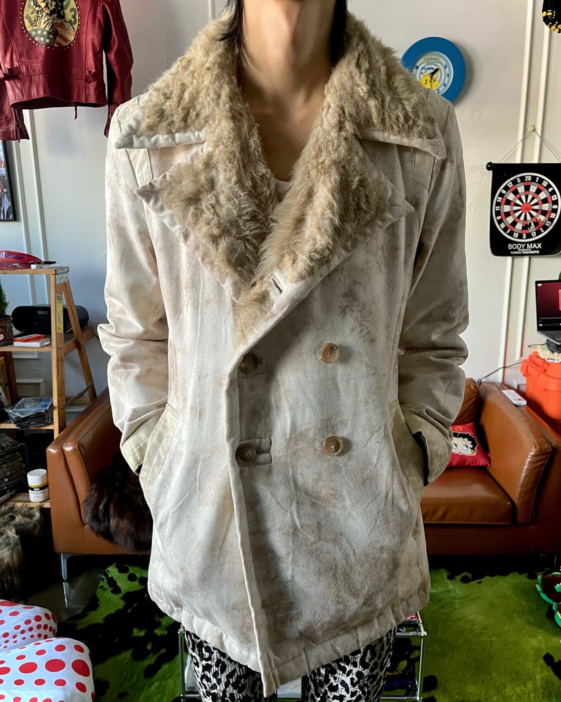 TORNADO MART Fur Trimming Leather Coat 상품이미지2
