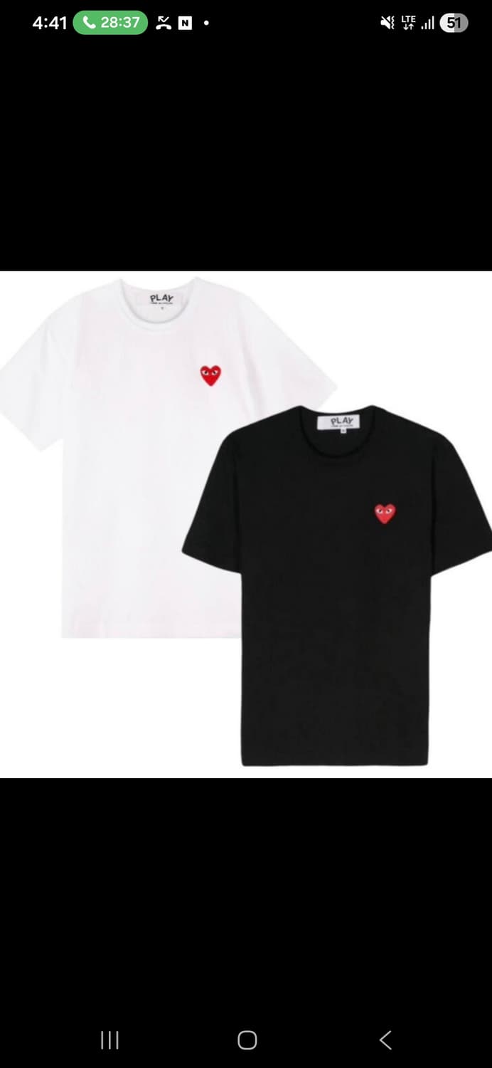 꼼데 하트 로고 화이트 반팔티 XL(새상품) 상품이미지4