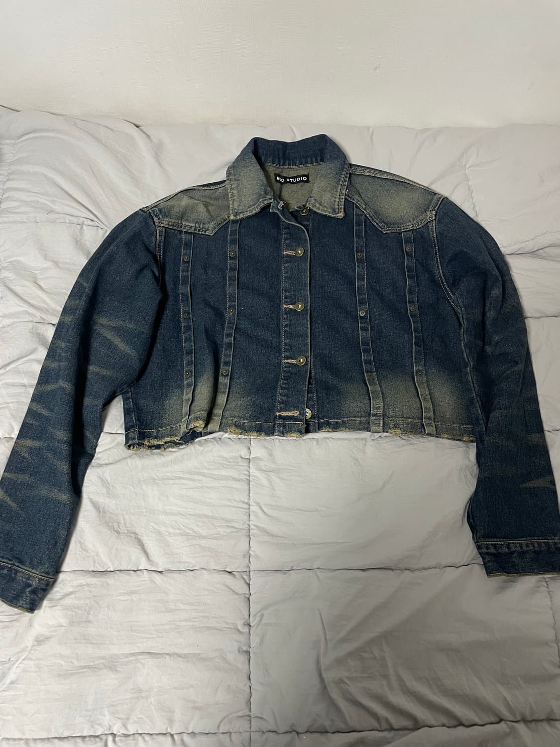 esc studio wrinkled 워싱 데님 크롭 자켓 상품이미지5