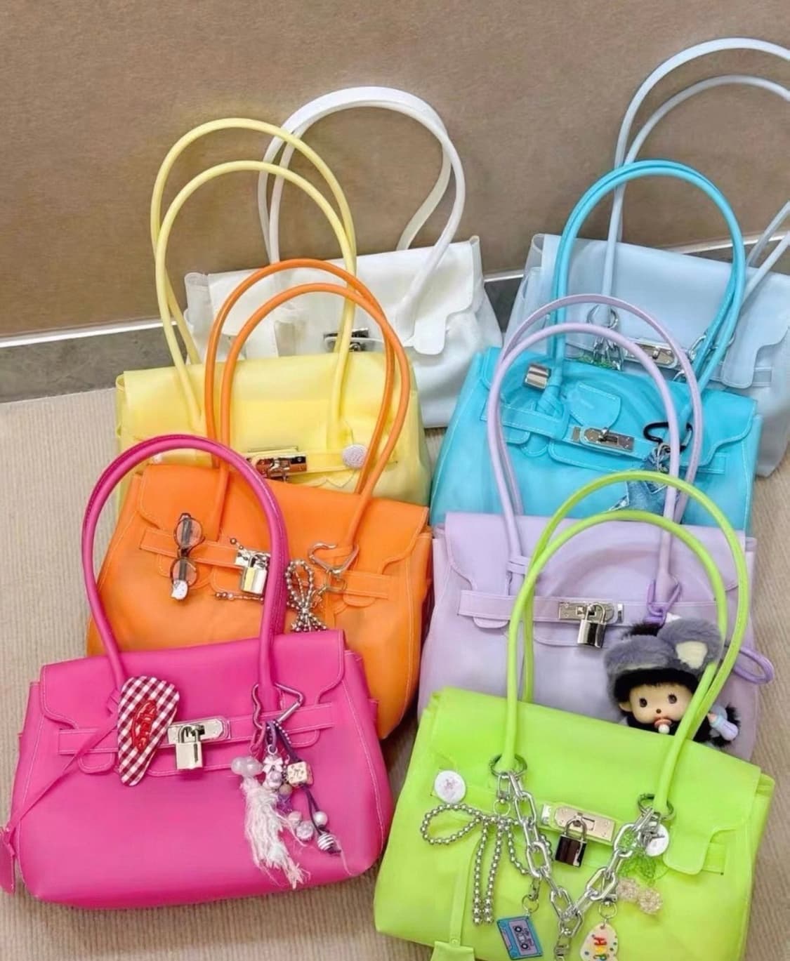 (하이퀄✨) 젤리 버킨백 jelly firkin bag skiblue🩵 상품이미지2