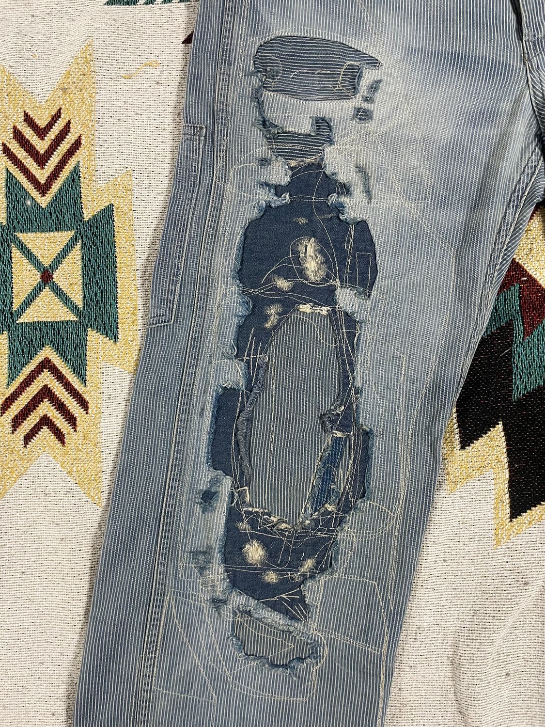 RRL 빈티지5포켓 리페어 인디고 팬츠 상품이미지3