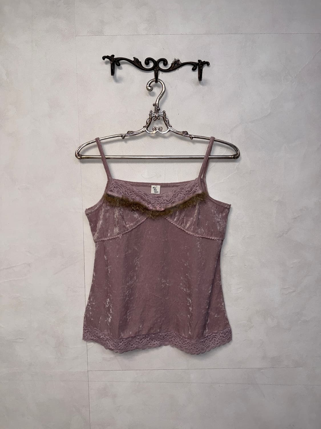 Lavender rabbit fur trimmed velvet 슬리브리스 상품이미지1