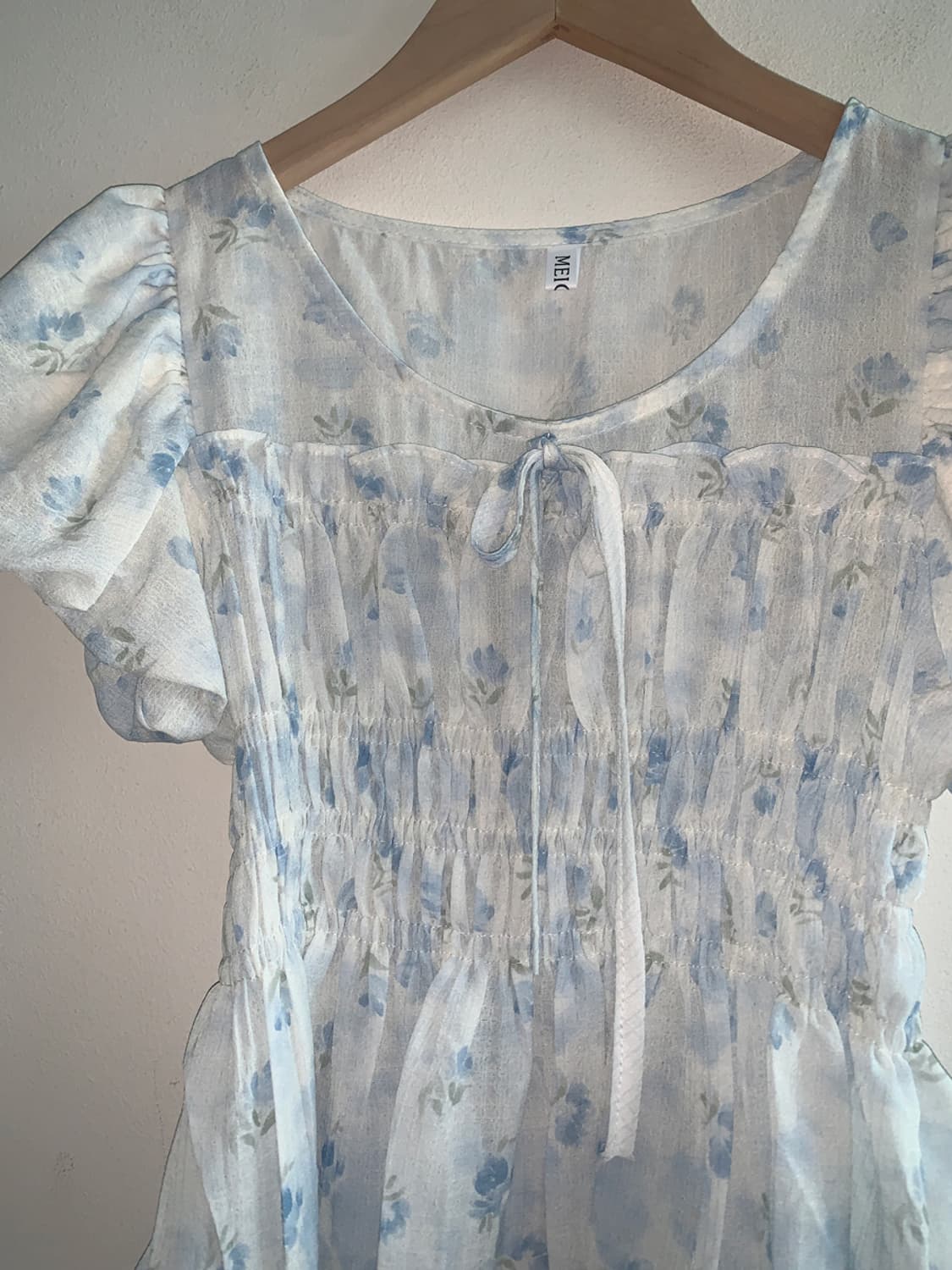 Floret shirring blouse top(sky blue) 상품이미지5