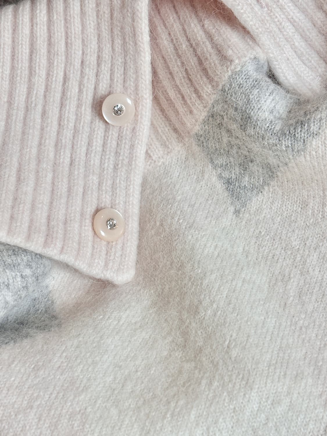 연핑크 아가일 니트 하이넥 큐빅버튼 히메갸루 달천깔 대대장 로걀탑 상품이미지6