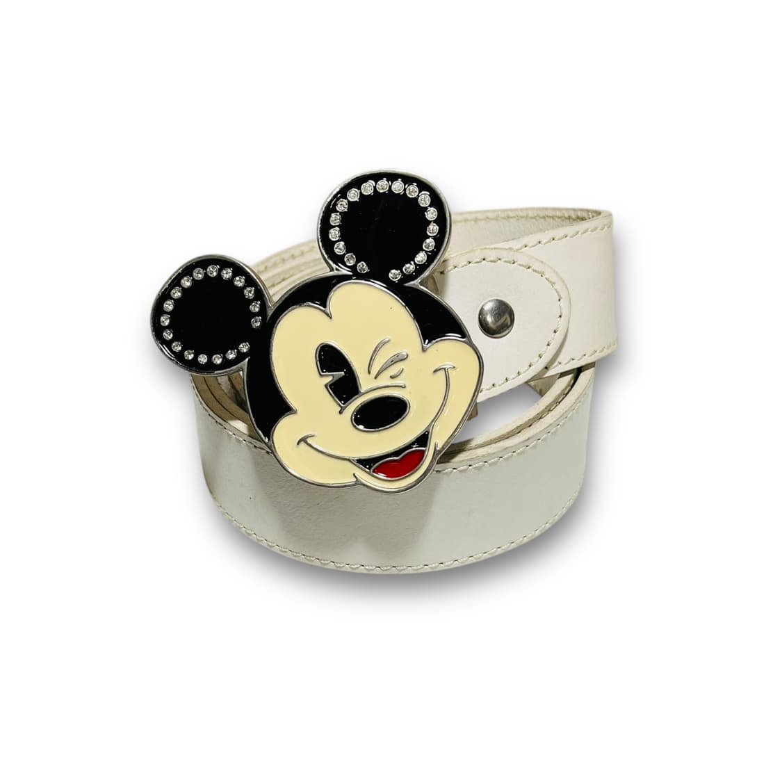 미키 마우스 윙크 화이트 레더 빈티지 벨트 상품이미지1