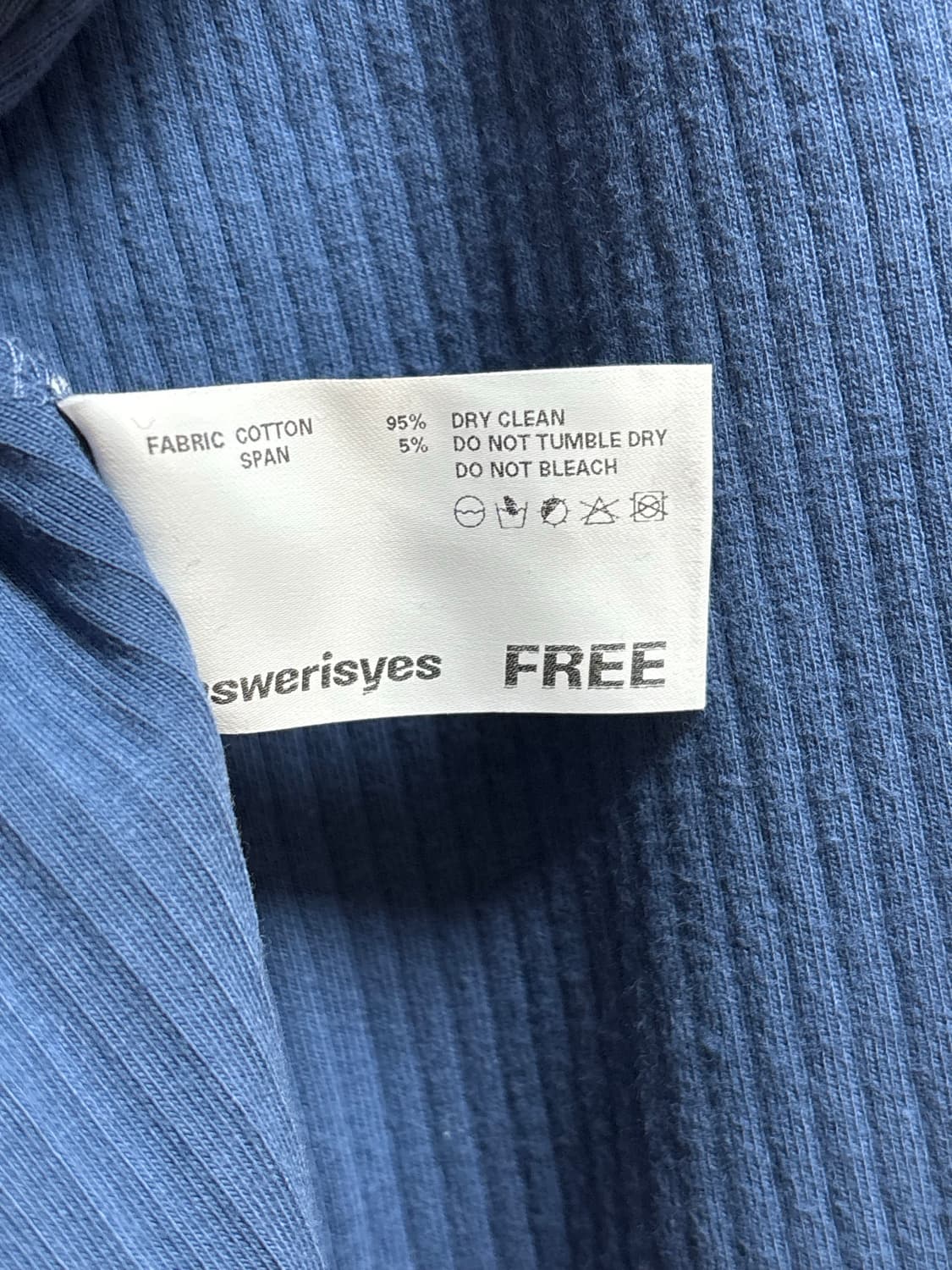 Answersisyes 골지 티셔츠 블루  상품이미지4