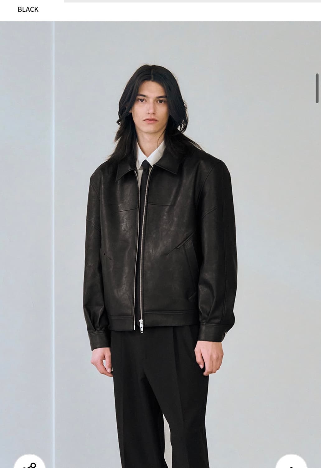(L) [서강준PICK] 드로우핏 인시전 레더 블루종 자켓 [BLACK] 상품이미지5