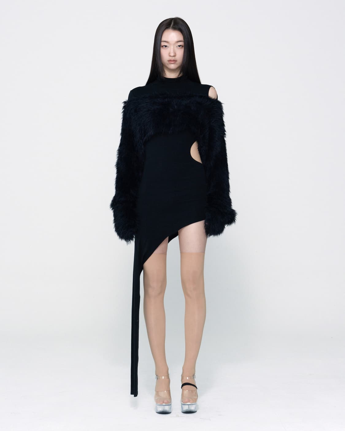 [새상품] bonnae 본네 퍼 니트 볼레로 상품이미지1