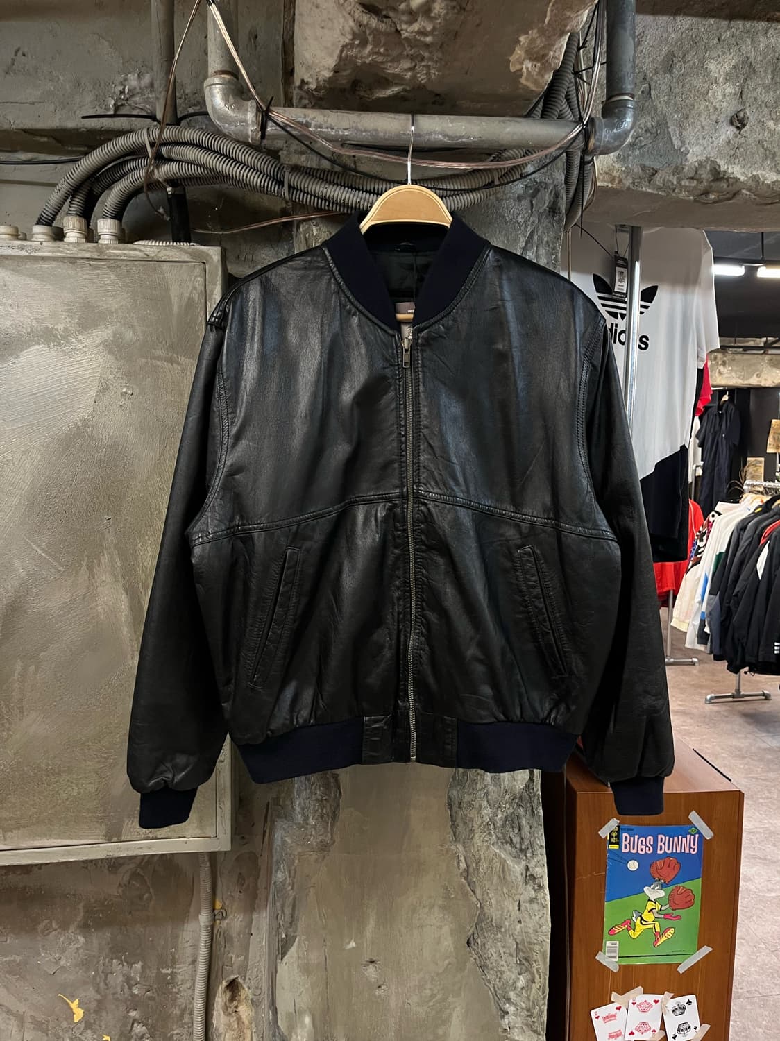 나프나프 빈티지 레더 집업 자켓 블랙 L #csz1991 상품이미지1