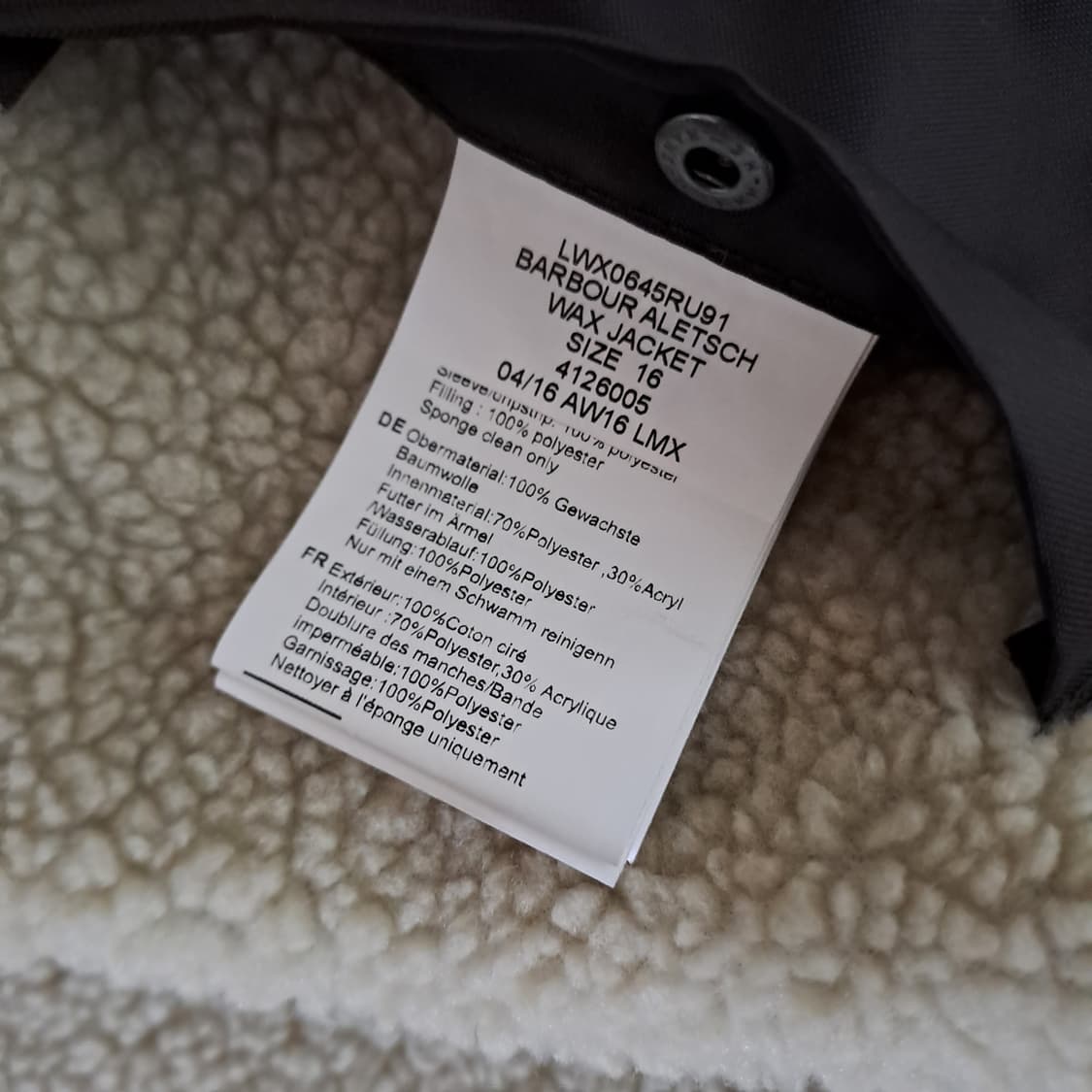 (여성 택포) 바버 양털 왁스 후드 자켓 EU42 B594 상품이미지8