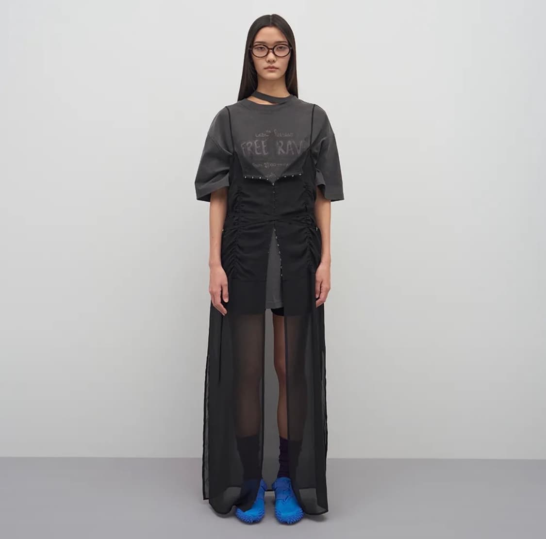 LCDC hook detail chiffon dress black M 상품이미지1