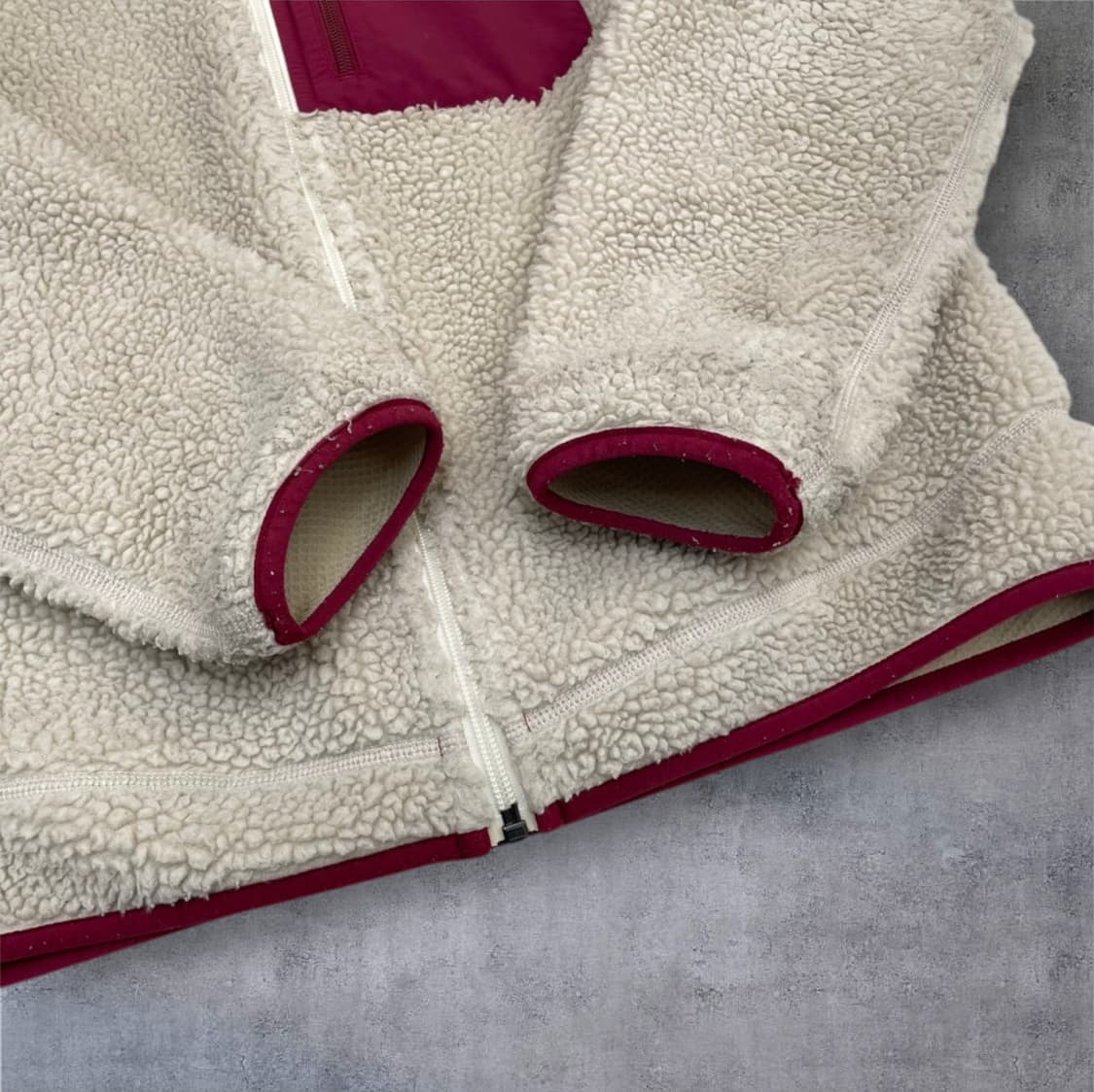 파타고니아 버건디 아이보리 클래식 레트로-X 플리스 자켓 M 상품이미지5