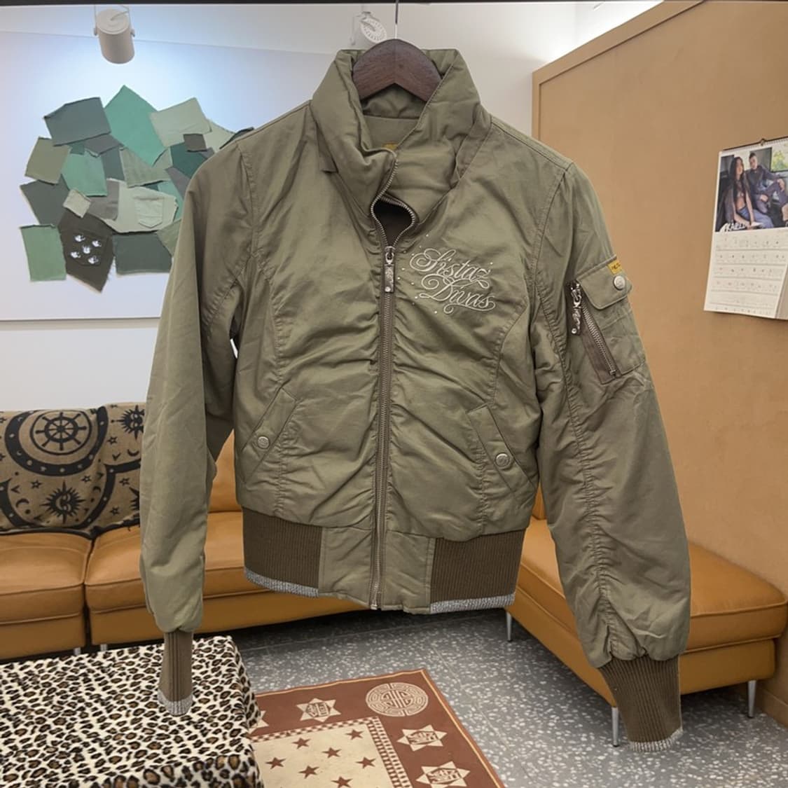 빈티지 Y2K 대장급 러블리힙 올리브카키 항공점퍼 자켓 90 C09340 상품이미지3