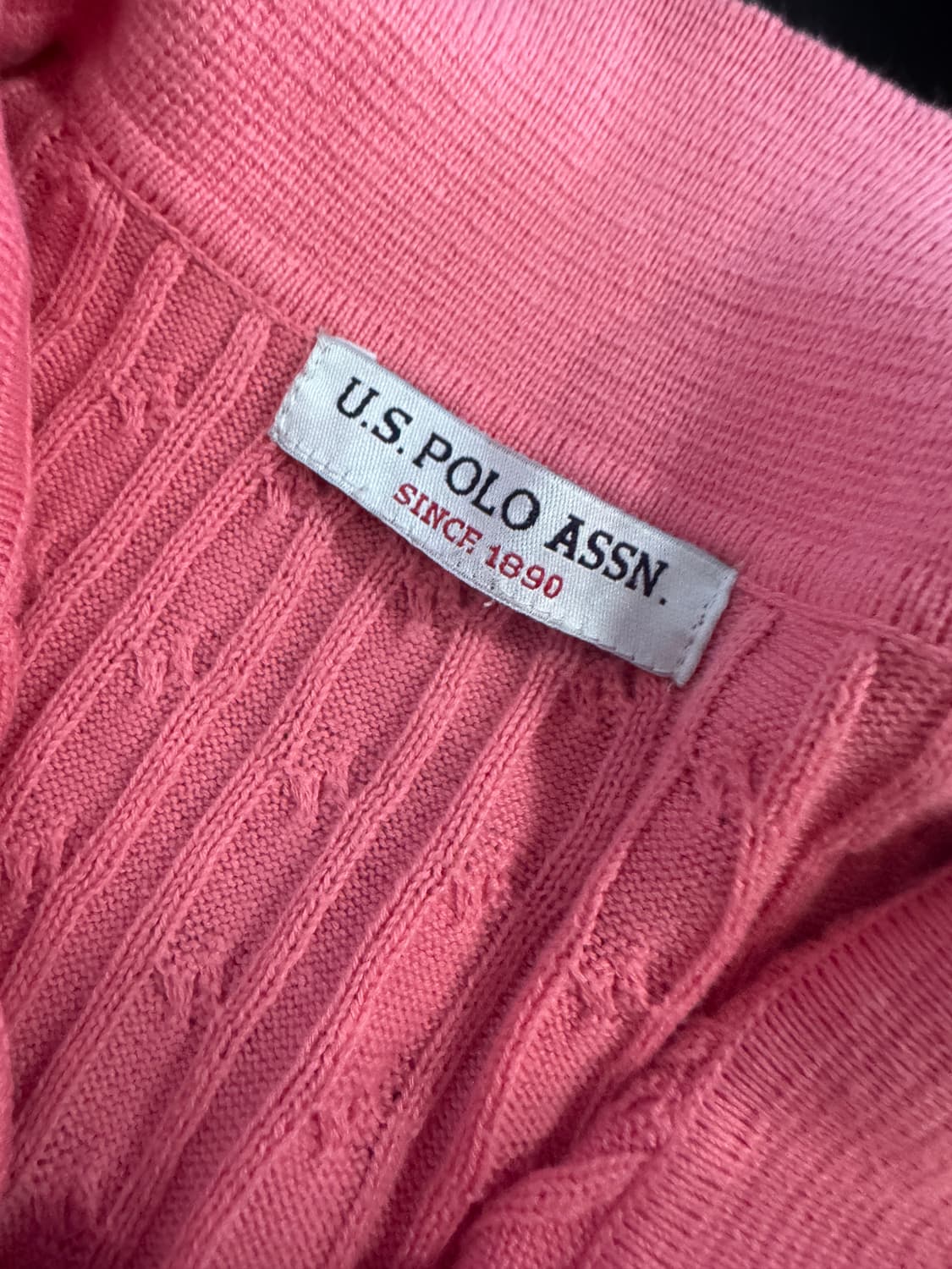 여성 Us 폴로 케이블 핑크 반팔 니트 M 상품이미지3