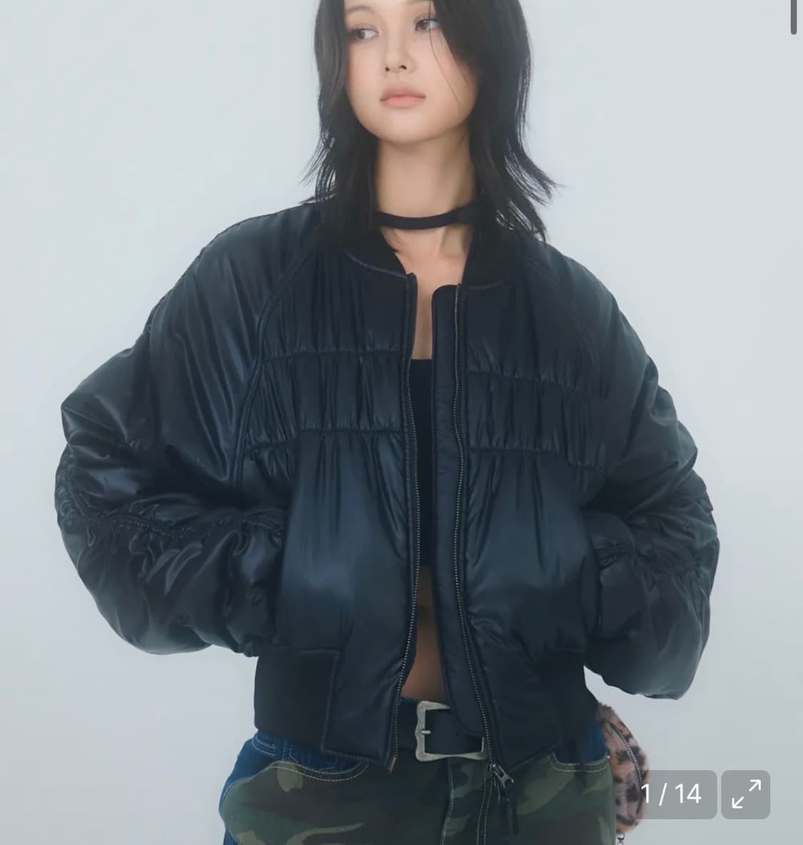 러닝하이 셔링 크롭 MA-1 자켓 상품이미지1