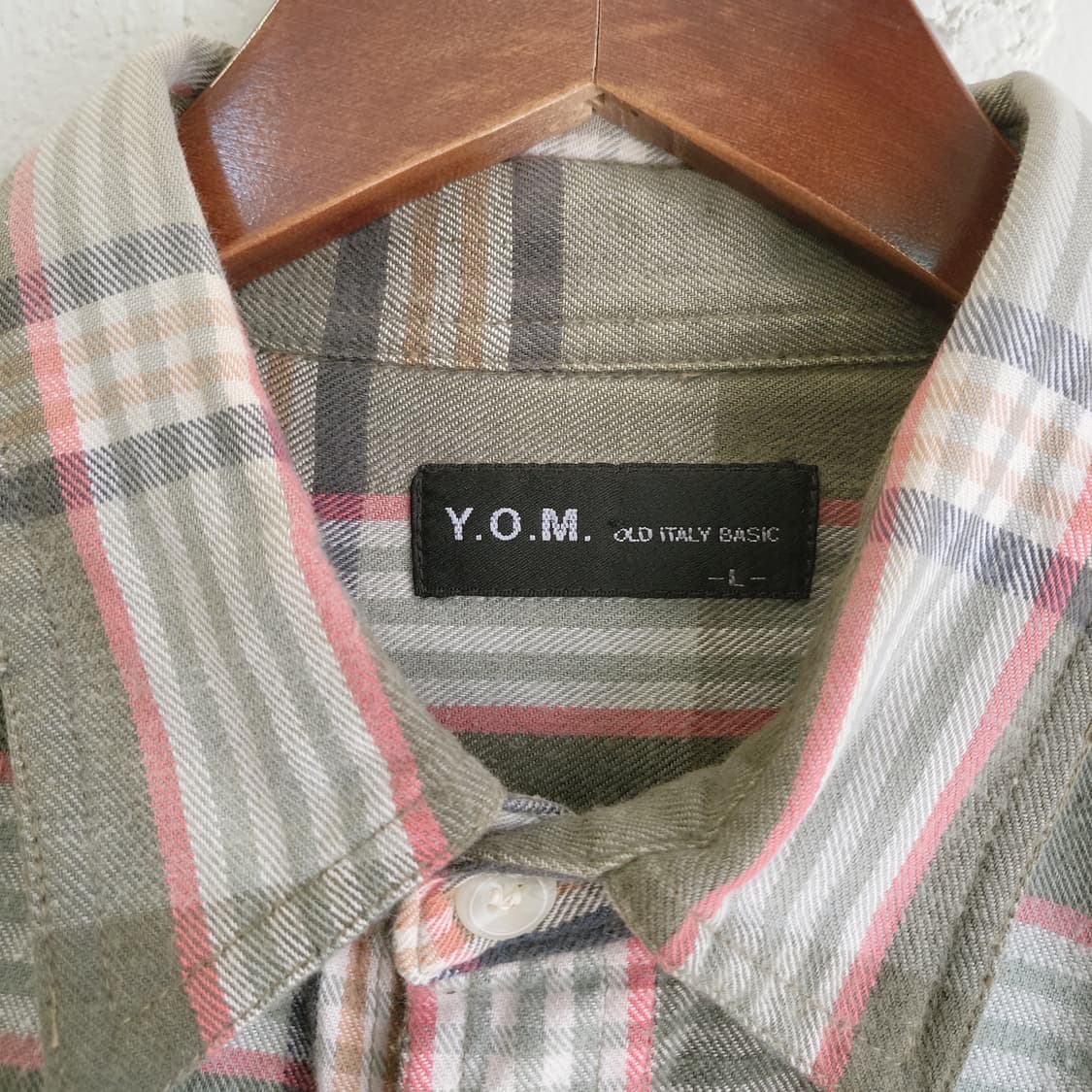 Y.O.M 그린체크 포켓 코튼셔츠 L 상품이미지3