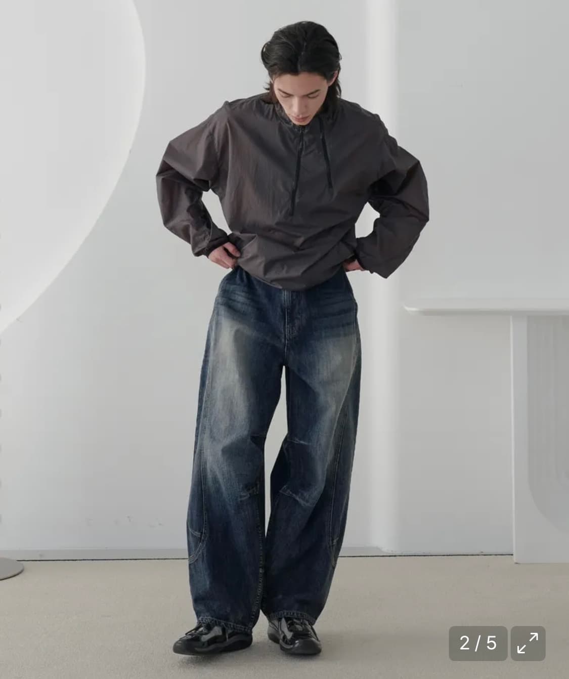 노운 커브드 데님 팬츠 (딥블루) 1사이즈 상품이미지1