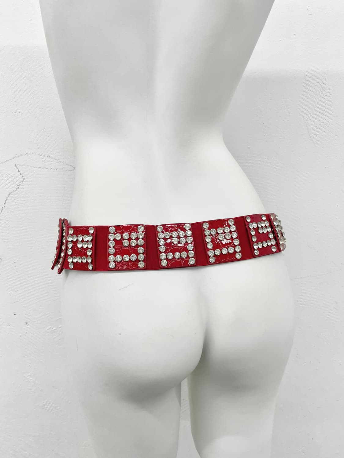펑크 레드 큐빅 와이드 벨트 상품이미지3