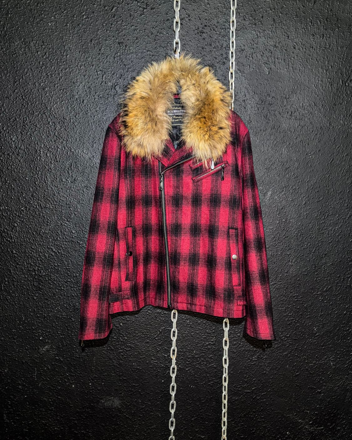 ROUSHATTE – Fur Collar Red Check Riders  상품이미지1