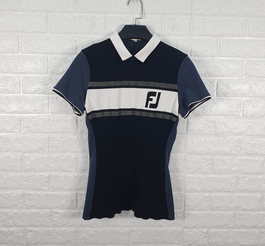 [90]풋조이 기능성 배색 스트라이프 반팔 카라티 상품이미지2