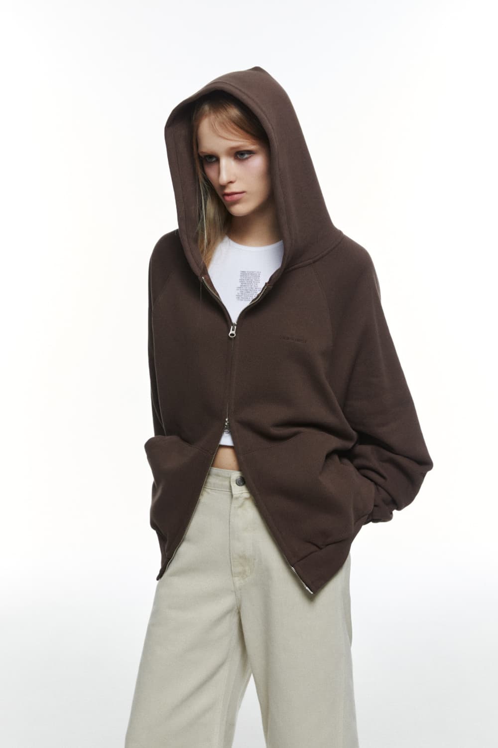 쓰리투에이티 오버핏 후드집업 브라운 상품이미지2