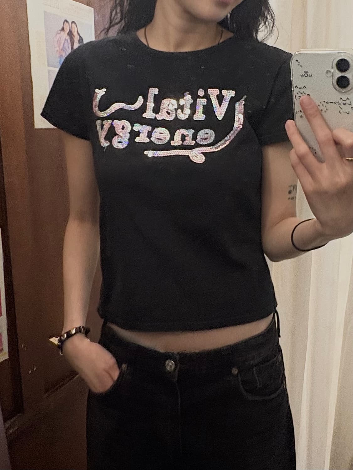 jpn vintage Sequin Detail T-shirt 상품이미지1