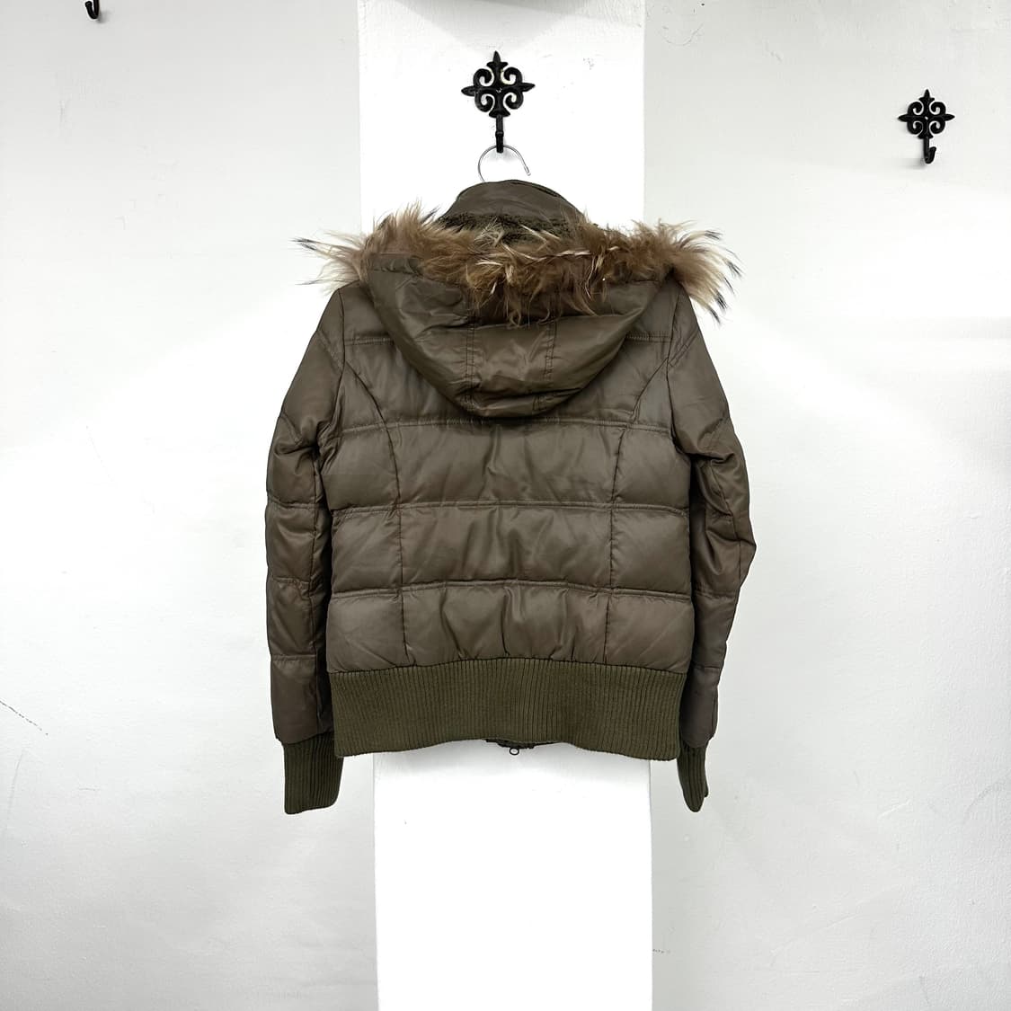 Khaki brown fur down jacket 상품이미지2