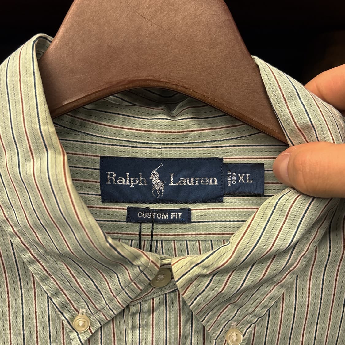 00s 폴로 랄프로렌 커스텀핏 민트브라운 스트라이프 버튼다운셔츠 N793 상품이미지6