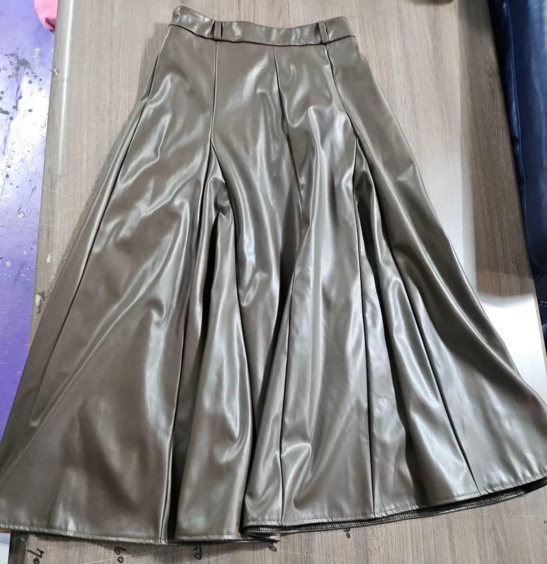 브라운 레더 A라인 롱 스커트  M 상품이미지2