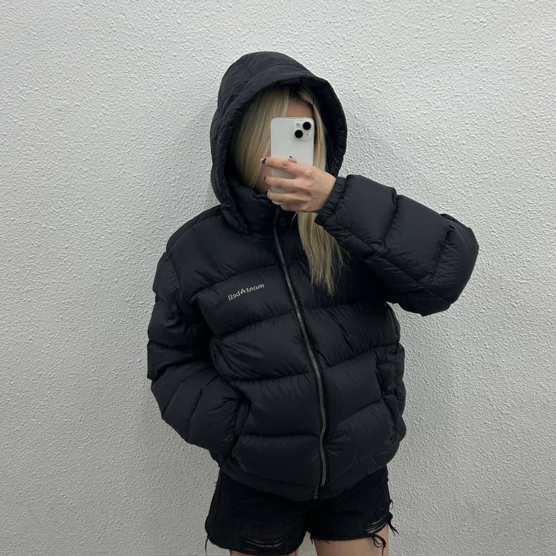 몽벨 미니로고 블랙 후드패딩 100 상품이미지4