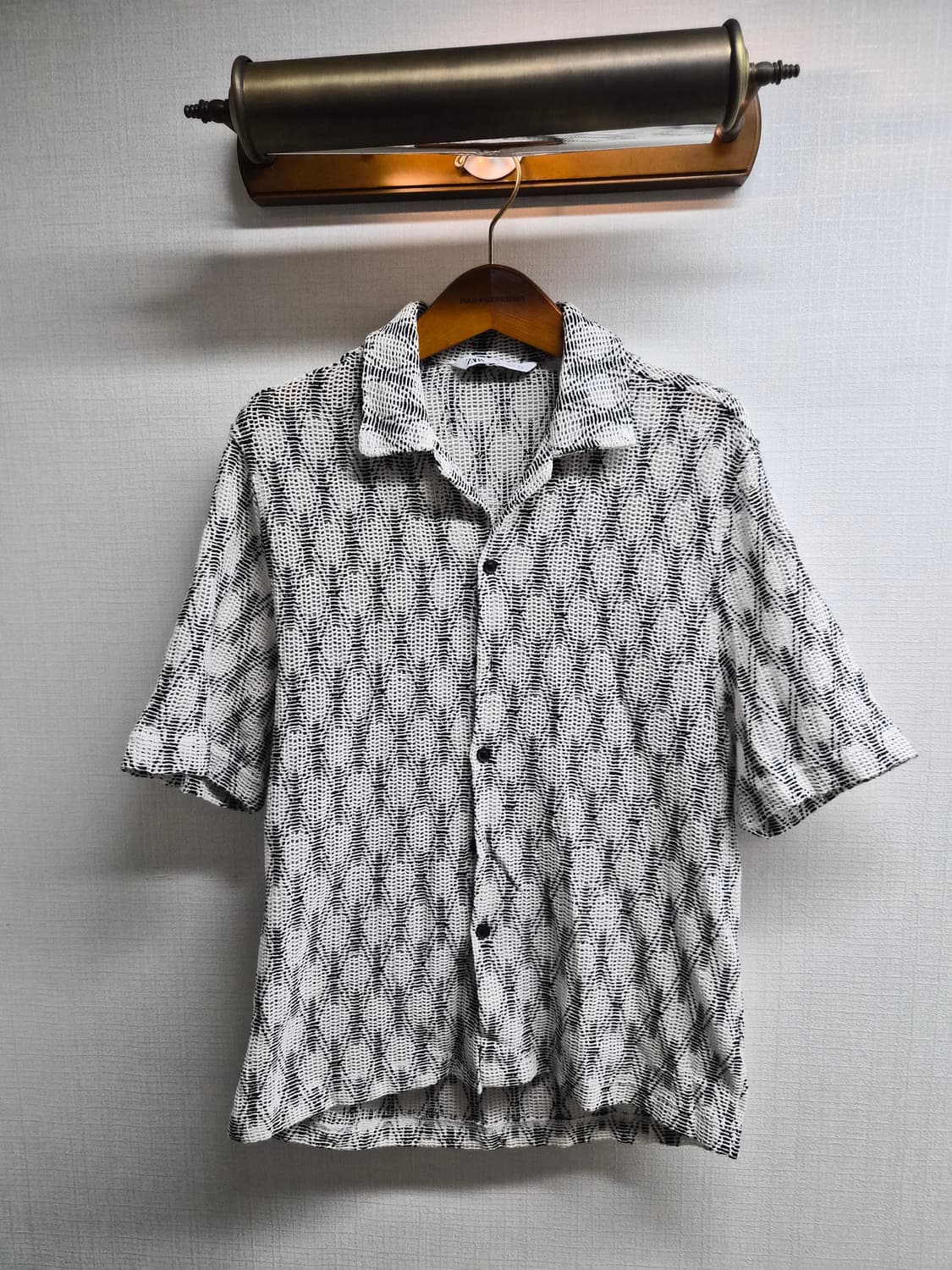 L) ZARA 자라 콘트라스트 오픈워크 셔츠 팝니다 상품이미지1